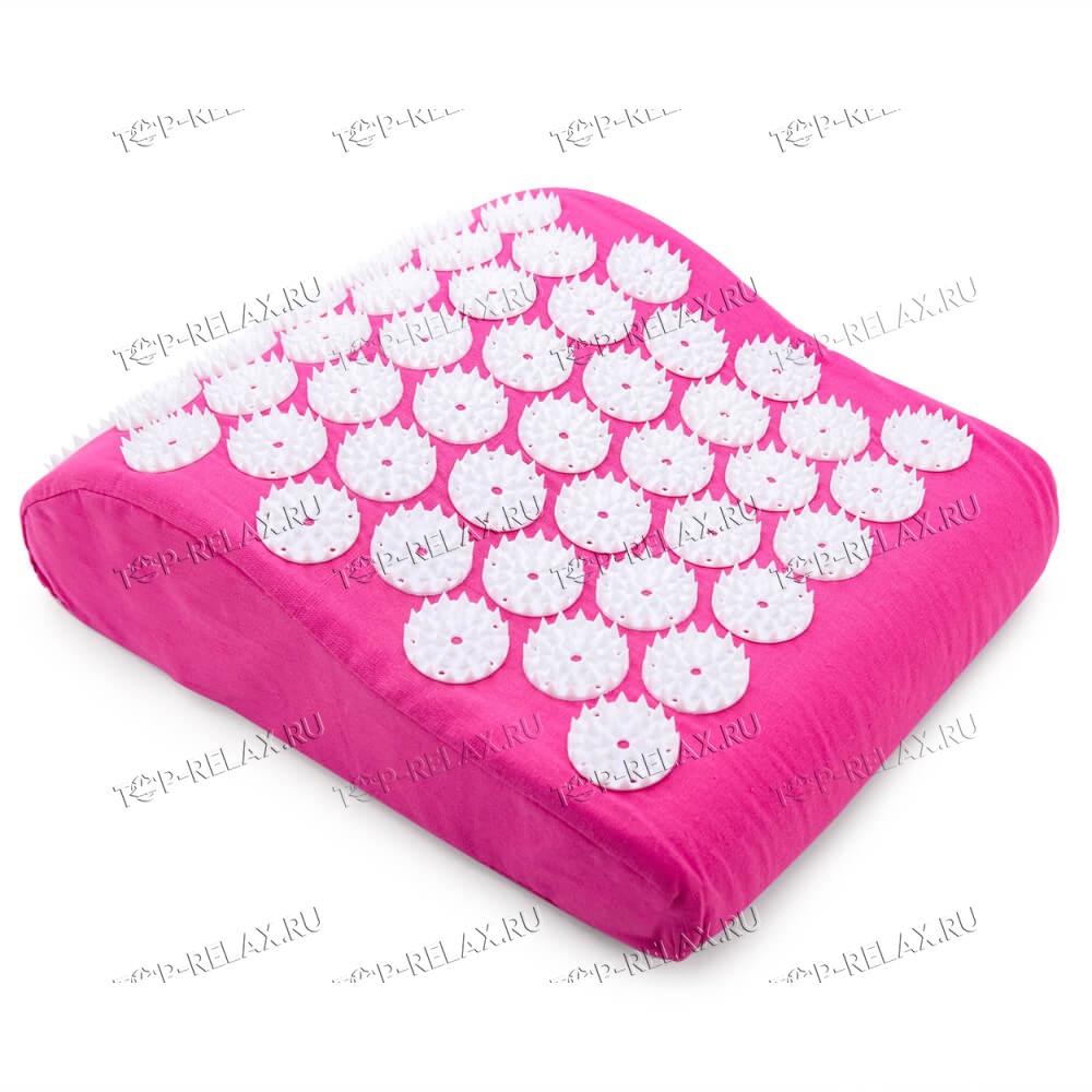 Массажная акупунктурная подушка (анатомическая) EcoRelax, розовый