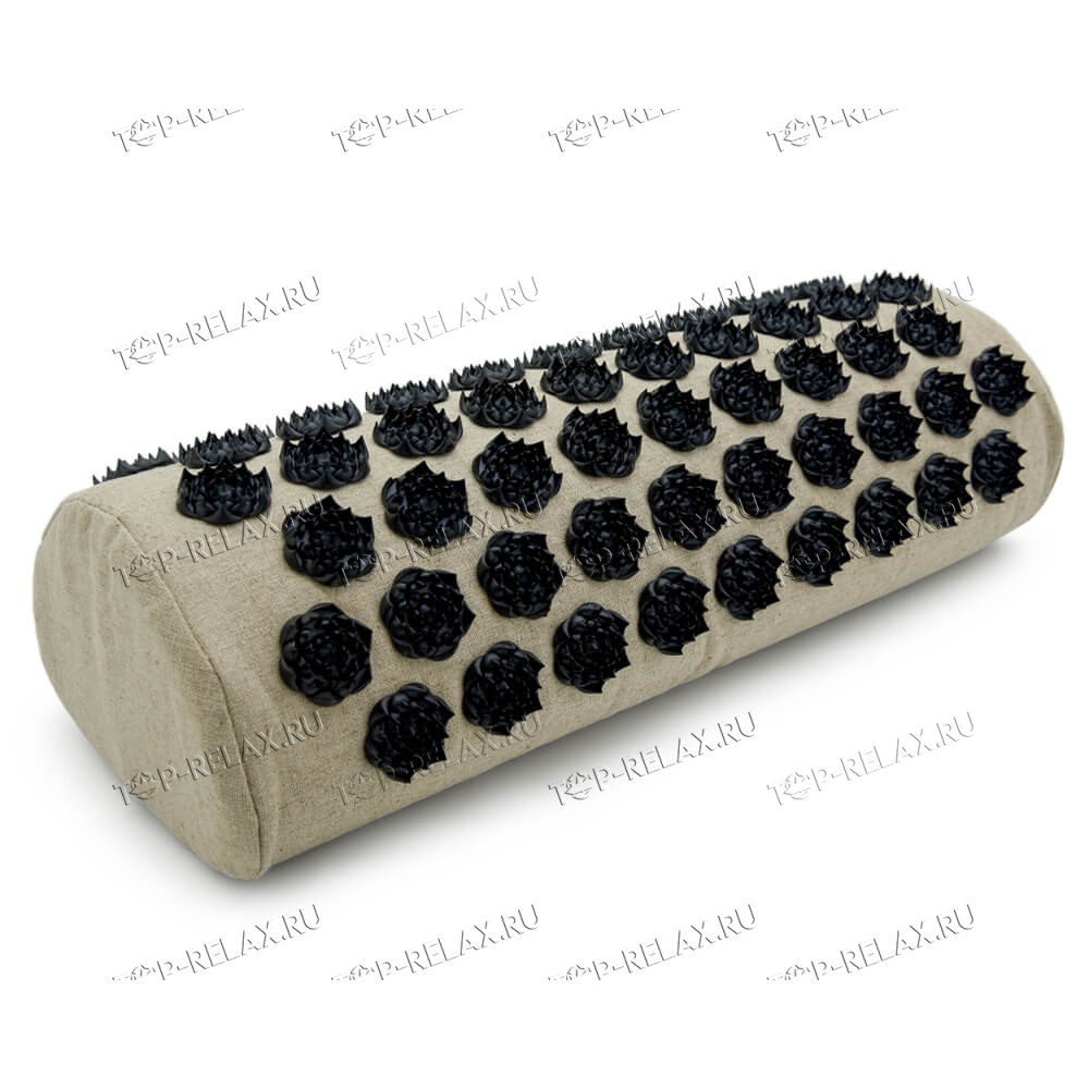 Массажная акупунктурная подушка (валик) EcoRelax, черный