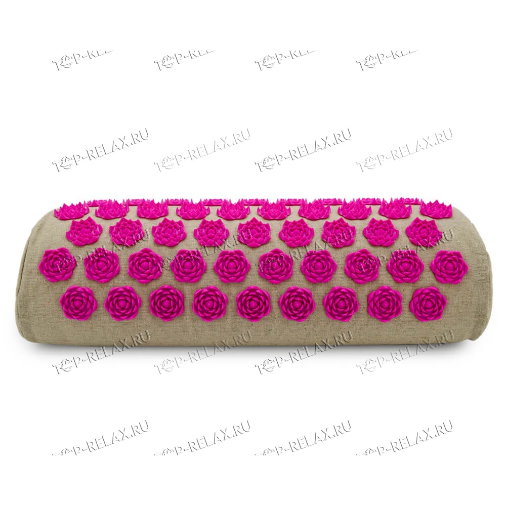 Массажная акупунктурная подушка (валик) EcoRelax, розовый - 2